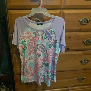 HEIMISH USA Lavender Raglan Tee with Pastel Paisley